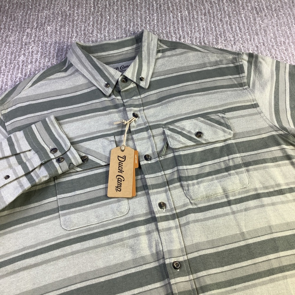 Duck Camp Mens‎ XL Sanddollar Stripe Button Down Camp Shirt Moleskin NWT